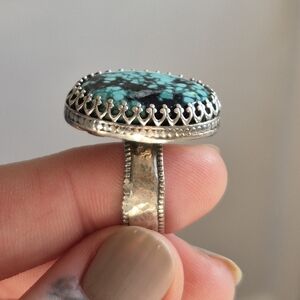 Handmade Sterling Silver and Kingman Turquoise Ring Size 7